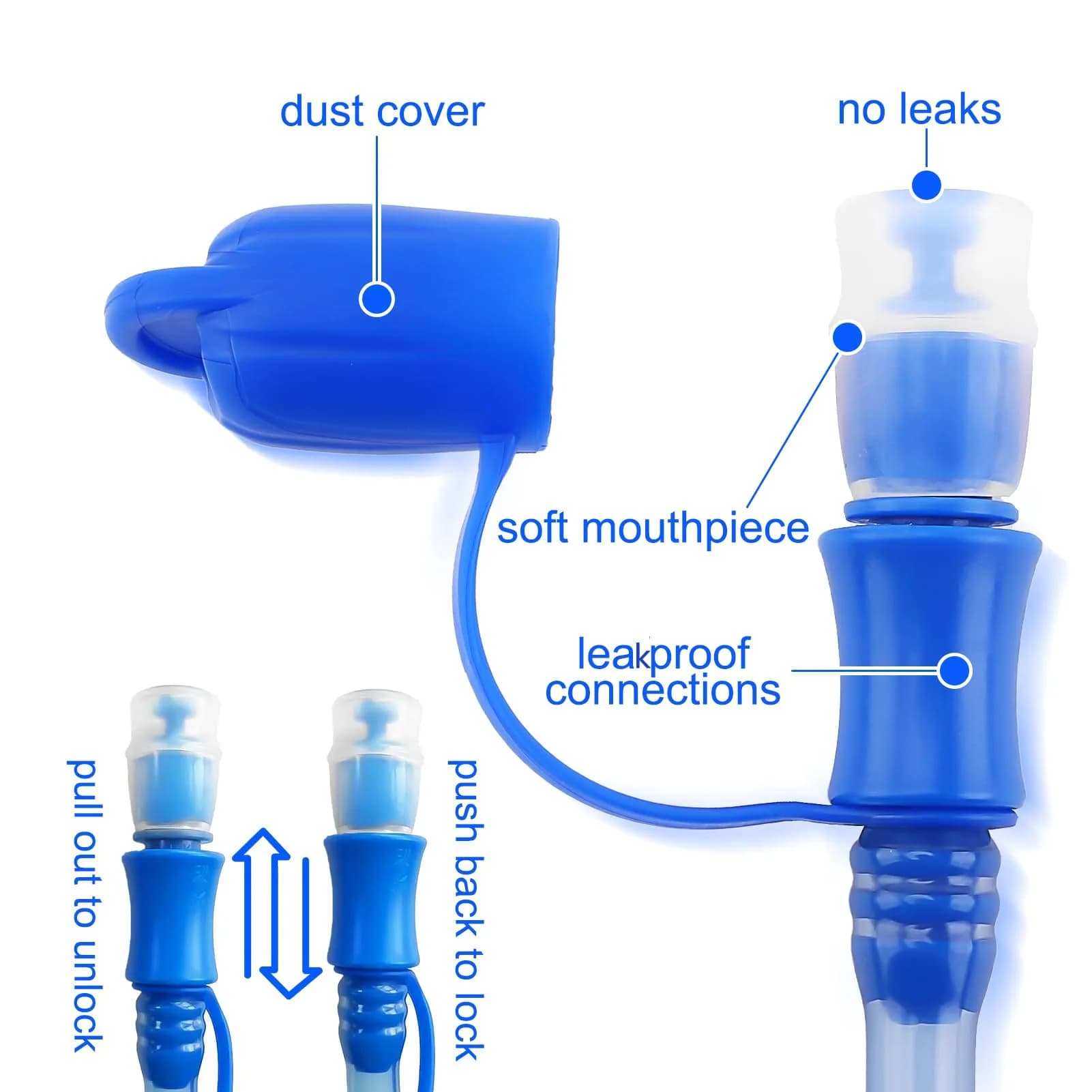 CHERAINTI 2L Blue Hydration Bladder for Backpacks | Leak-Proof Water Reservoir - view 3
