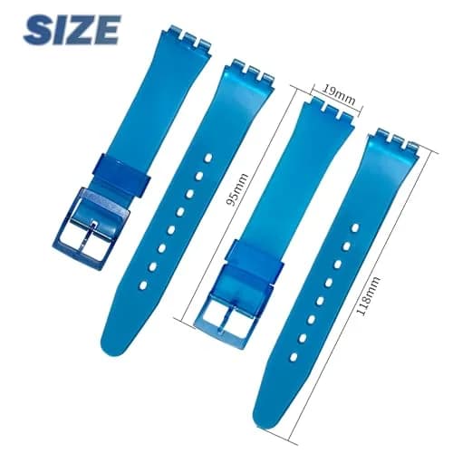 GREENOLIVE Silicone Rubber Watch Strap/Watch Band Replacement for Swatch (19mm, Lucency Dark Blue) | Durable, Skin-Friendly & Water-Resistant thumbnail 2