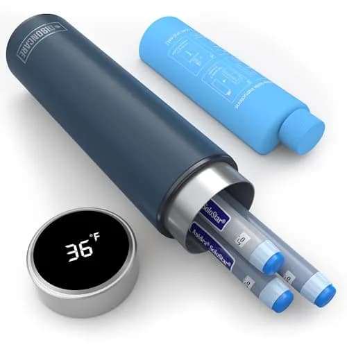 DISONCARE Odyssey 60H Insulin Cooler Travel Case Digital Display Navy Blue | TSA Approved Portable Medicine Cooler (70-120c) - main product image