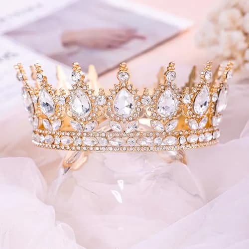 Feltent Queen Crown Princess Tiara for Women Birthday Cake Party | Elegant Rhinestone Headband thumbnail 3