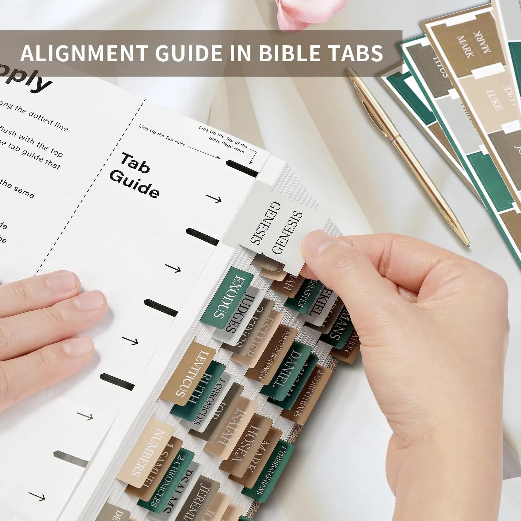 Taja Bible Tabs, Large Print Index Tabs for Old & New Testament, 75 Tabs | Boho-Inspired Design - view 5