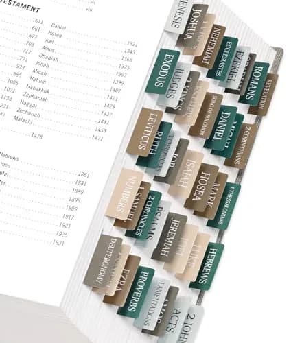 Taja Bible Tabs, Large Print Index Tabs for Old & New Testament, 75 Tabs | Boho-Inspired Design thumbnail 1