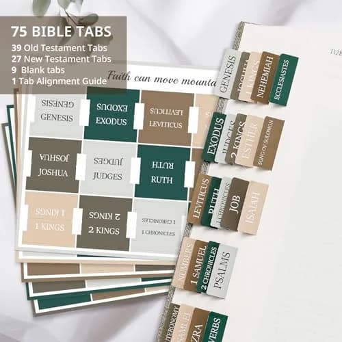 Taja Bible Tabs, Large Print Index Tabs for Old & New Testament, 75 Tabs | Boho-Inspired Design thumbnail 2