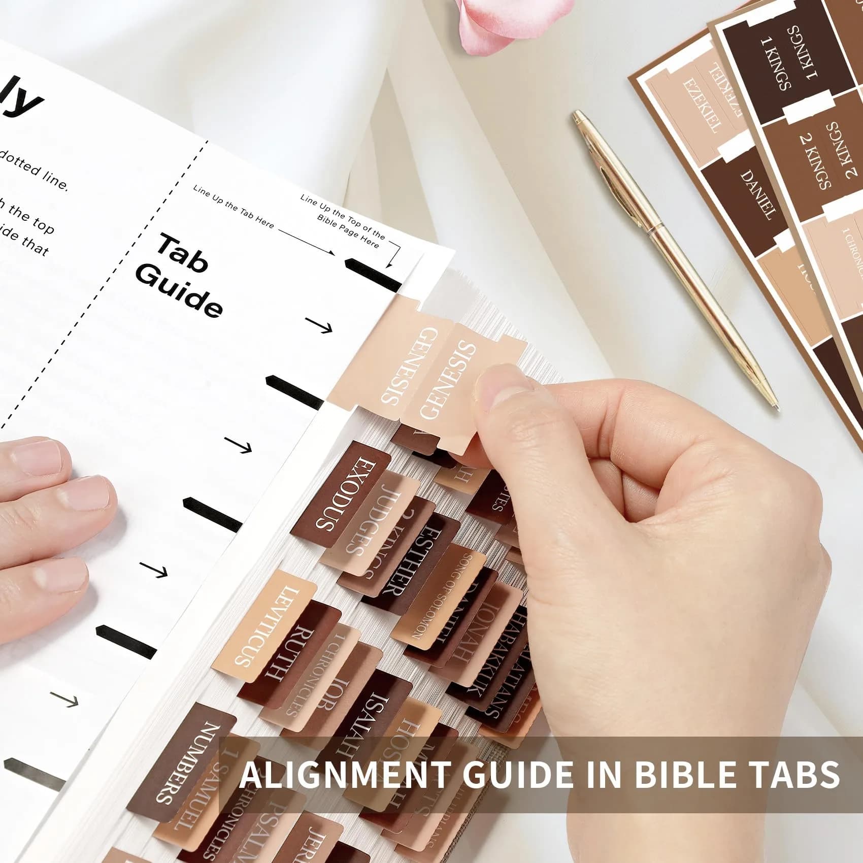 Taja Bible Tabs for Women & Men, Large Print Neutral Bible Tabs (66+9 Blank Tabs) | Easy Bible Navigation - view 5