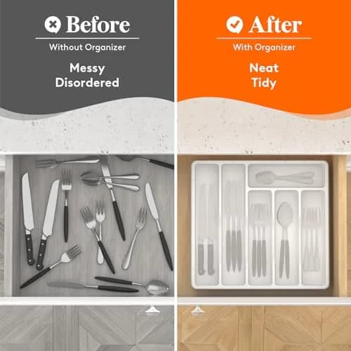Lifewit Silverware Organizer with Lid, 12.6" x 11.8" | Dust-Free Cutlery Storage (70-120c) thumbnail 7