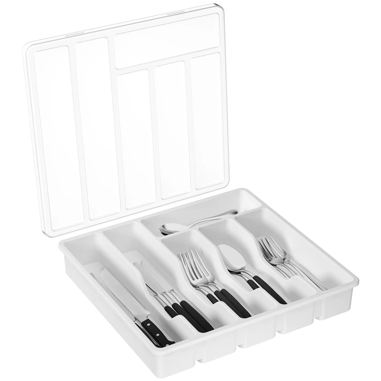 Lifewit Silverware Organizer with Lid, 12.6" x 11.8" | Dust-Free Cutlery Storage (70-120c)