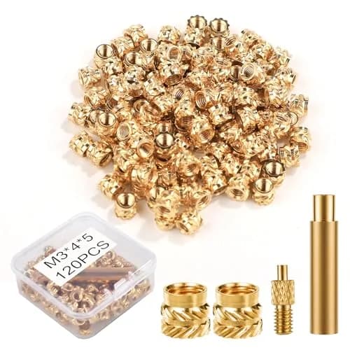 PEUTIER 120pcs M3 Brass Nuts for 3D Printing | Heat Set Insert Nuts with Solder Adapter thumbnail 1
