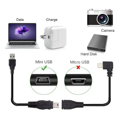 cablecc 90 Degree Right Angled Mini USB 5Pin Male to Female Extension Cable 30cm | High-Speed Data & Compact Design thumbnail 7