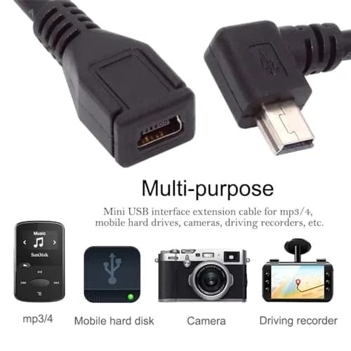 cablecc 90 Degree Right Angled Mini USB 5Pin Male to Female Extension Cable 30cm | High-Speed Data & Compact Design thumbnail 8