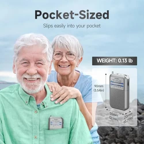 PRUNUS DE333 Pocket AM FM Radio Portable | Excellent Reception, Tuning Knob, AAA Battery Operated thumbnail 4