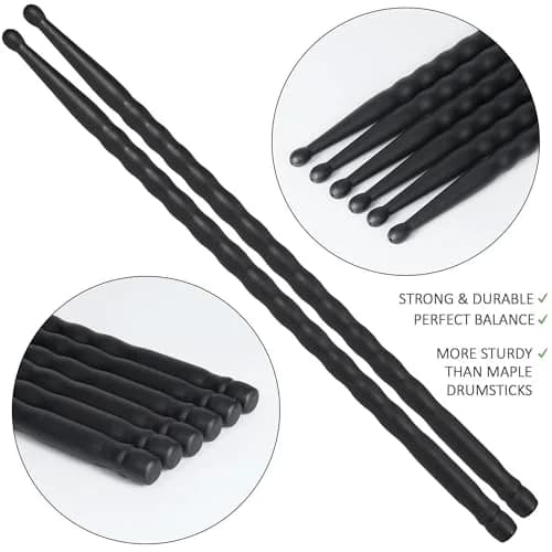 ARLX 5A Carbon Fiber Drumsticks 3 Pair Black | Durable & Balanced for All Styles thumbnail 2