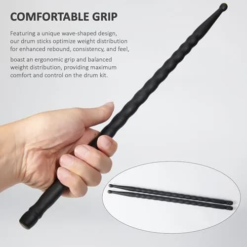 ARLX 5A Carbon Fiber Drumsticks 3 Pair Black | Durable & Balanced for All Styles thumbnail 3