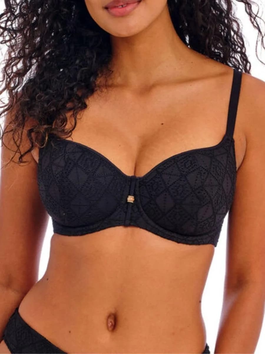 Freya Swim Nomad Nights Underwire Sweetheart Bikini Top | Supportive, Boho Crochet Overlay, UK Sizing — 36G