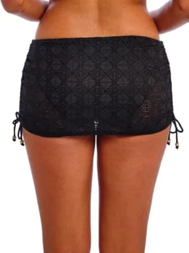 Freya Swim Women's Nomad Nights Skirted Bikini Bottom Low Rise | Bohemian Crochet Coverup (Large, Black) thumbnail 2