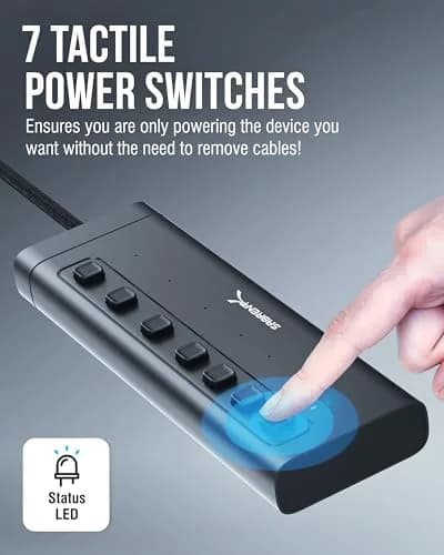 SABRENT 7-Port USB-C Hub, 48W Powered, 5Gbps, 3 USB-A + 4 USB-C (HB-3A4C) | Expands Connectivity for Mac, PC, Steam Deck, ROG Ally thumbnail 7