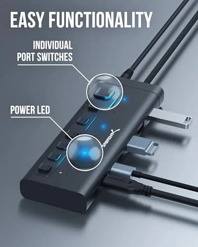 SABRENT 7-Port USB-C Hub, 48W Powered, 5Gbps, 3 USB-A + 4 USB-C (HB-3A4C) | Expands Connectivity for Mac, PC, Steam Deck, ROG Ally thumbnail 2