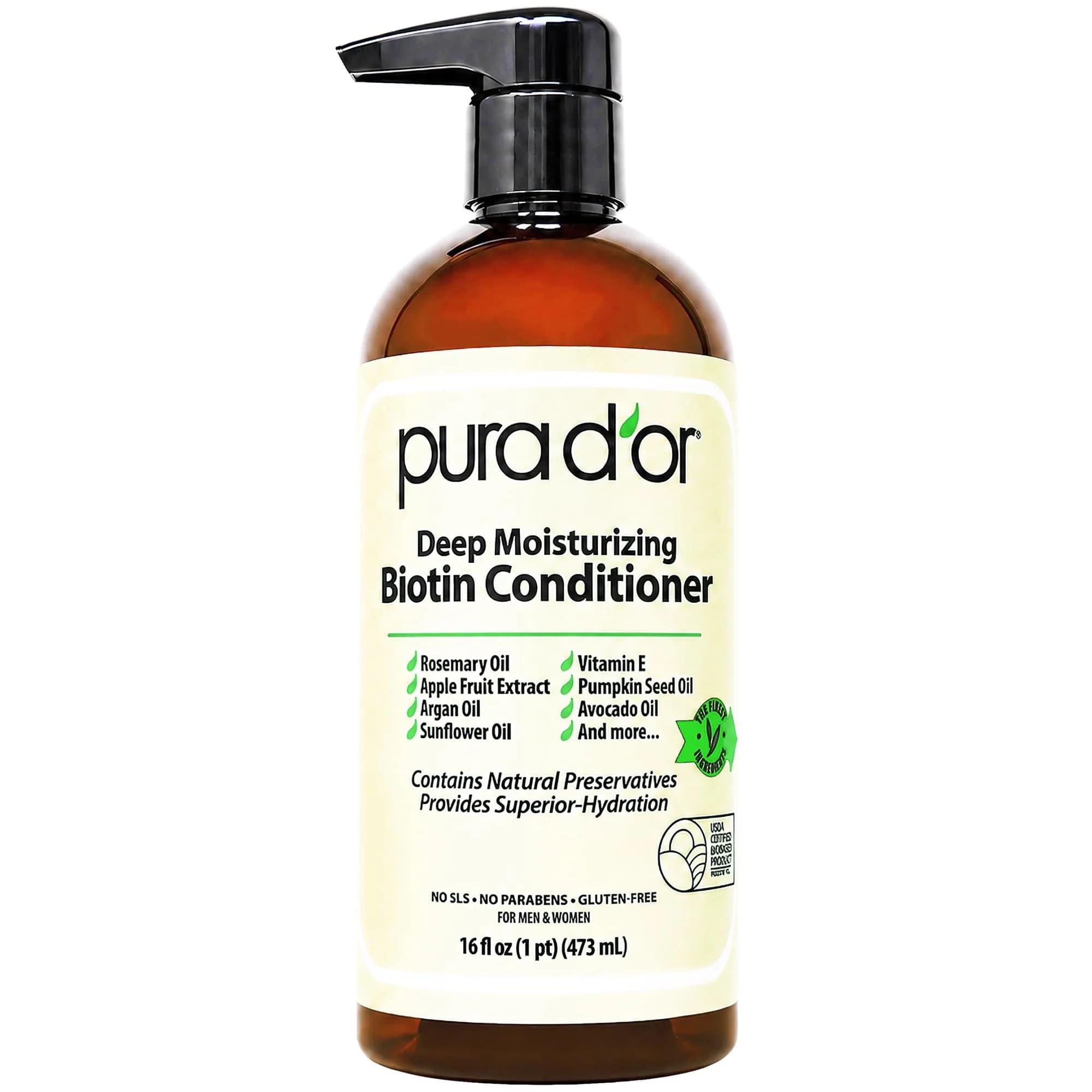 PURA D'OR Deep Moisturizing Biotin Hair Regrowth Conditioner 473ml (16 Fl Oz) | Thickens & Softens Dry, Frizzy Hair - main product image