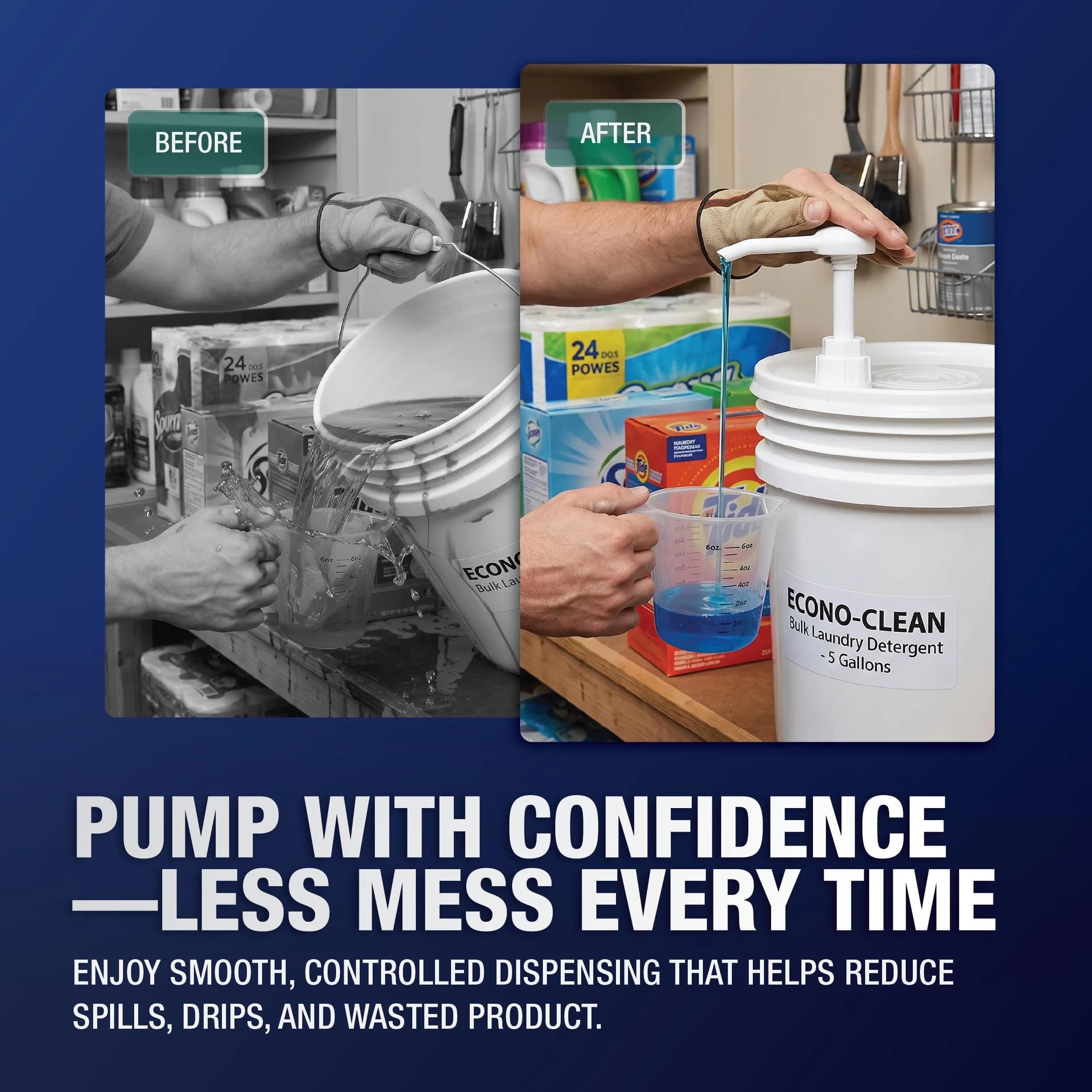 PERMINKS 5 Gallon Pump Dispenser (2-Pack) | Universal Fit for Buckets & Large Containers - view 3