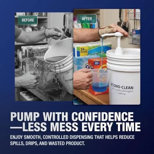 PERMINKS 5 Gallon Pump Dispenser (2-Pack) | Universal Fit for Buckets & Large Containers thumbnail 3