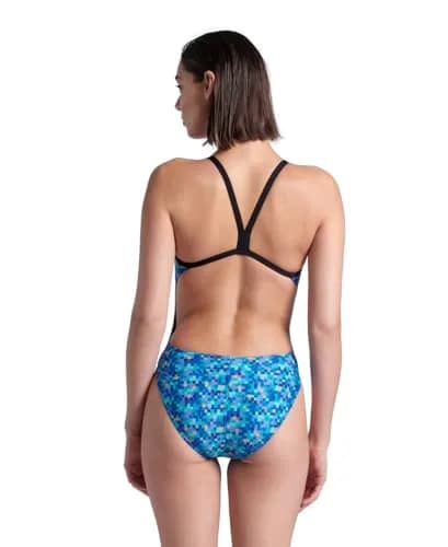 ARENA Women's MaxLife Training Swimsuit Challenge Back, Black/Blue Multi, US Size 22 | Chlorine-Proof, UPF 50+ thumbnail 2