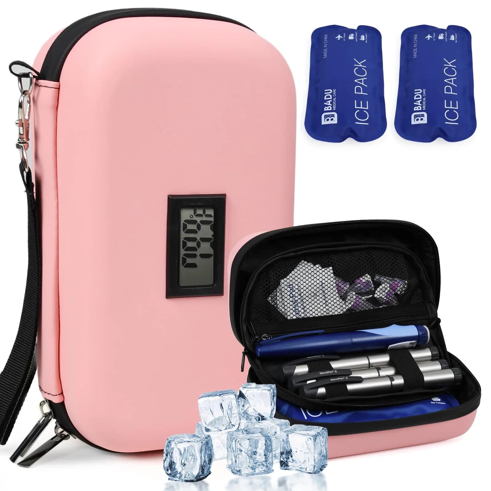 HIMDUZE Pink Carrier Bag Case 131.77 cu in | TSA Approved Insulin Travel Cooler — Pink