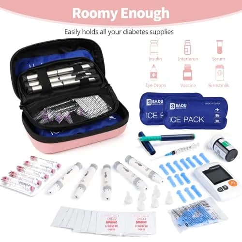 HIMDUZE Pink Carrier Bag Case 131.77 cu in | TSA Approved Insulin Travel Cooler thumbnail 3