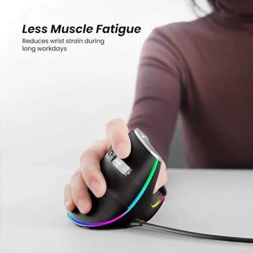 Nulea M504 Wired Vertical Ergonomic Mouse with 4 Adjustable DPI & 11 RGB Modes, Right Hand, Black (1 Unit) thumbnail 2