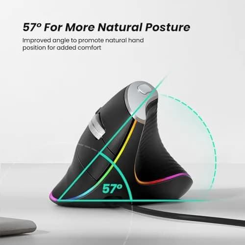 Nulea M504 Wired Vertical Ergonomic Mouse with 4 Adjustable DPI & 11 RGB Modes, Right Hand, Black (1 Unit) thumbnail 3