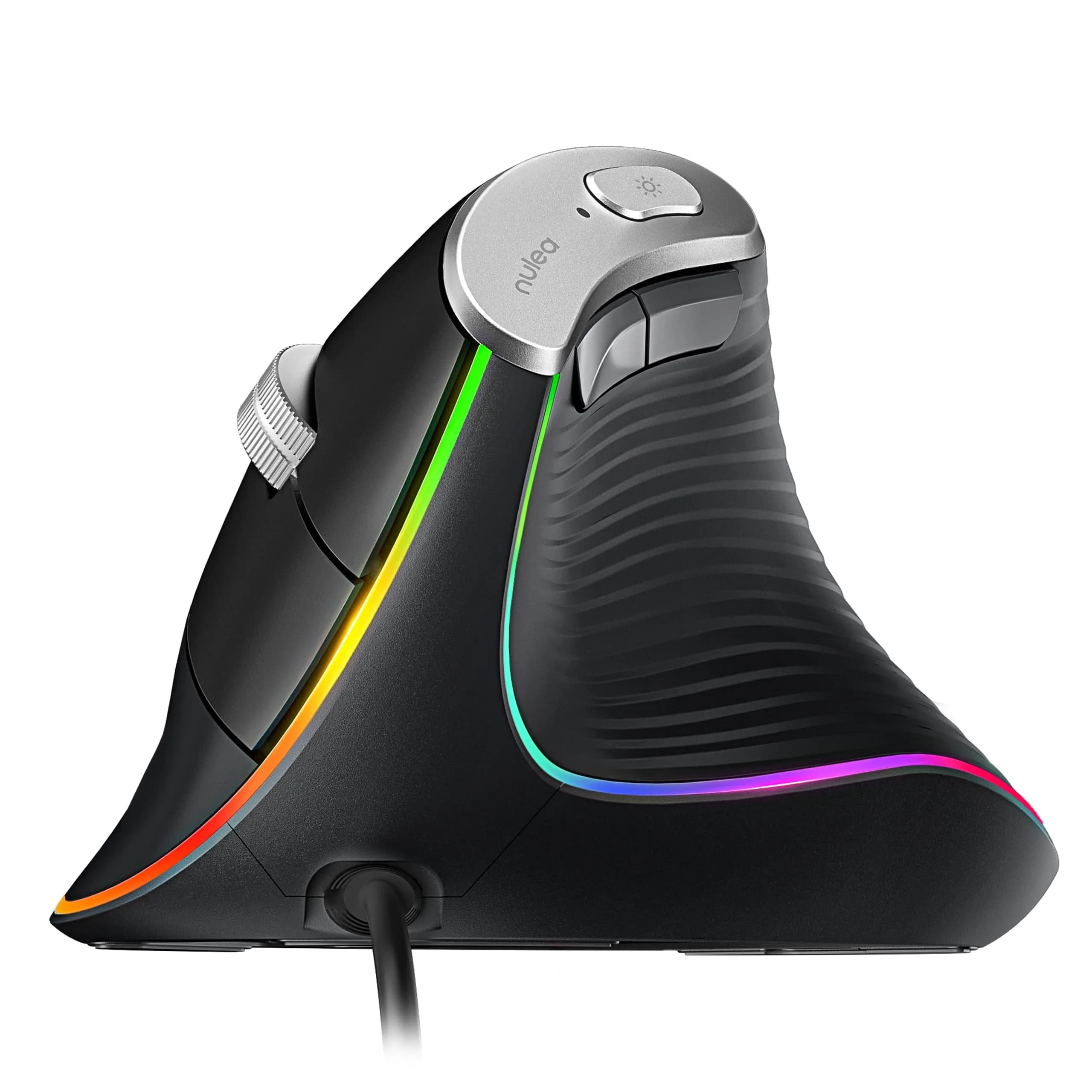 Nulea M504 Wired Vertical Ergonomic Mouse with 4-Level DPI & RGB Lighting | 1.8m Cable, Right Hand, Pink — B-Black