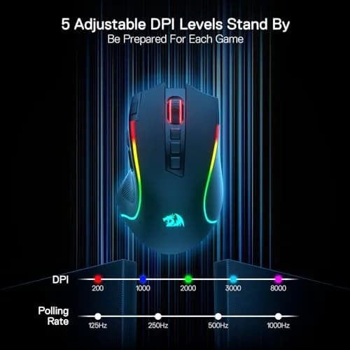 Redragon M612 PRO Wireless RGB Optical Gaming Mouse 8000 DPI 12 Programmable Buttons | 3-Mode Connectivity thumbnail 5