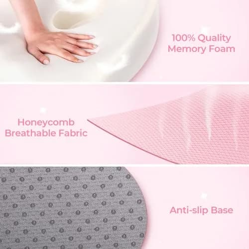AUVON Donut Seat Cushion for Tailbone Pain Relief, Orthopedic Memory Foam Coccyx Pillow 42cm x 41cm (17.2''L x 16.2''W) thumbnail 6