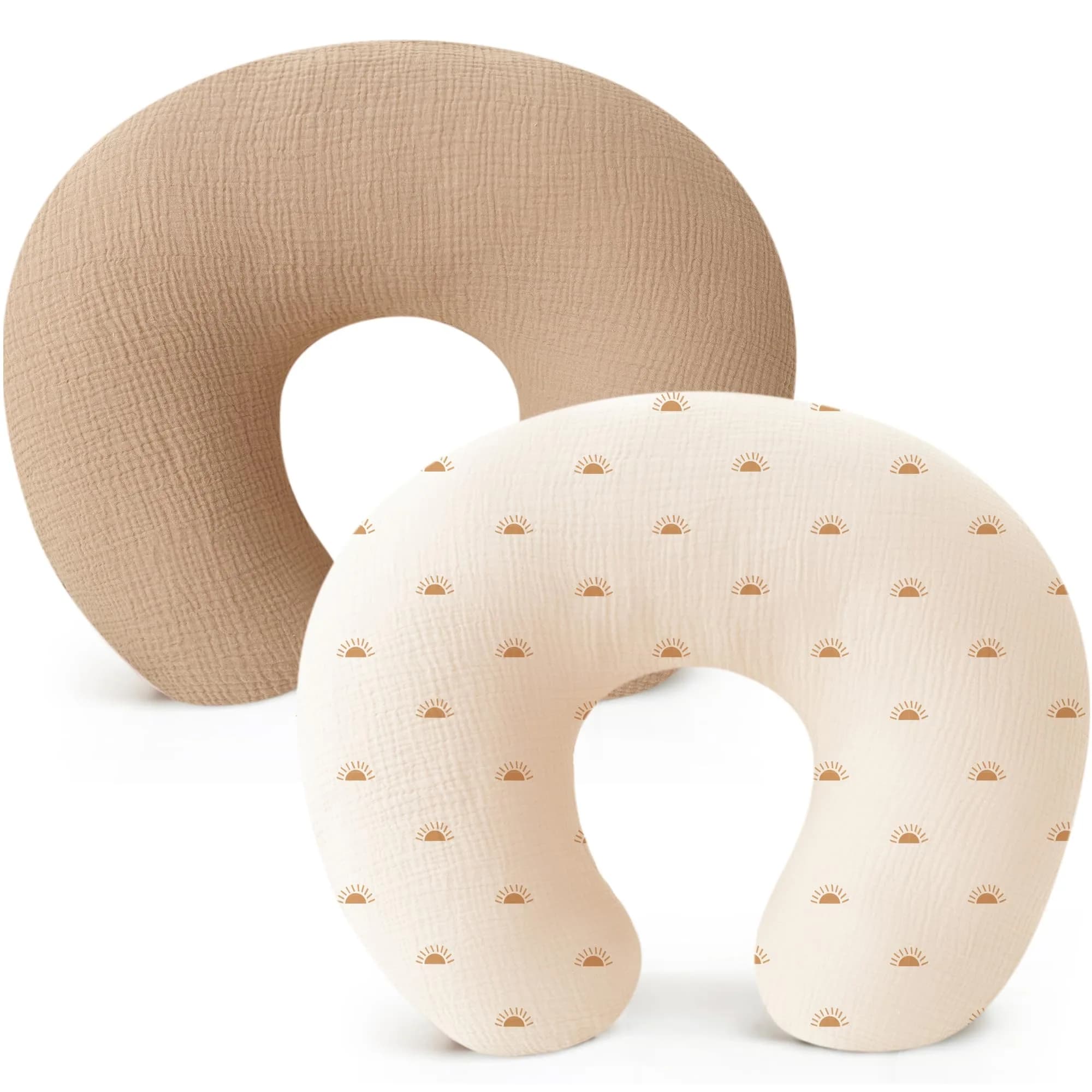 Konssy 2-Pack Muslin Nursing Pillow Covers | Sun Soft Slipcover for Baby
