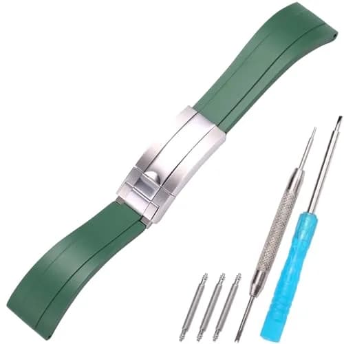 Feyert MilitaryGreen Rubber Watch Band 21mm (0.83 inch) | Durable & Waterproof for Rolex Daytona Yachtmaster thumbnail 1