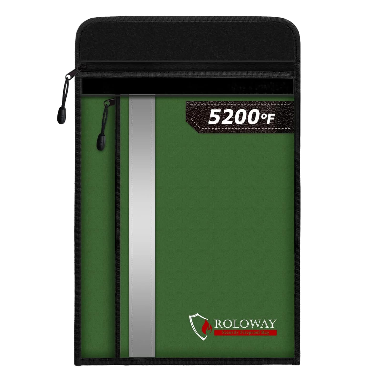 ROLOWAY 15.5 x 11.5 Inch Green 5200℉ Fireproof Document Bag with 2 Pockets - main product image