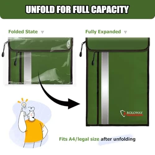 ROLOWAY Fireproof Document Bag 15.5 x 11.5 inch | 5200°F Heat Insulation & Water Resistance thumbnail 5