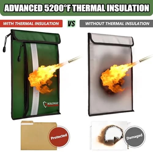 ROLOWAY Fireproof Document Bag 15.5 x 11.5 inch | 5200°F Heat Insulation & Water Resistance thumbnail 7
