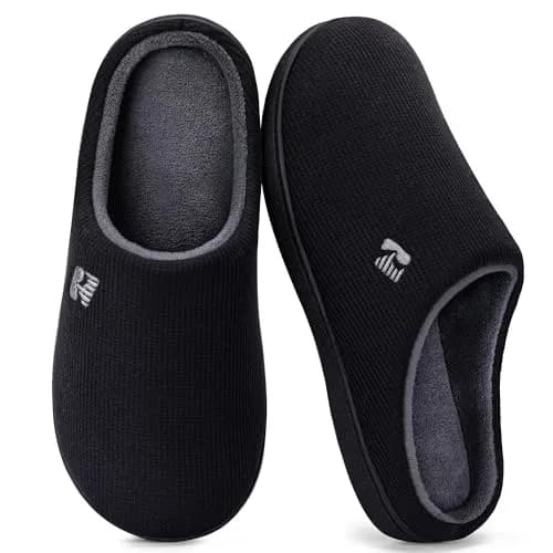RockDove Men's Original Two-Tone Memory Foam Slipper, Size 7-8 (Black/Grey) | Comfortable Indoor/Outdoor Footwear thumbnail 1