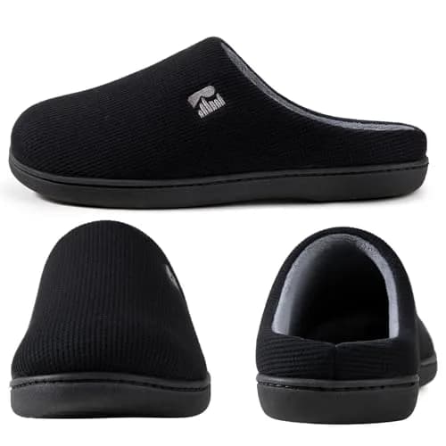 RockDove Men's Original Two-Tone Memory Foam Slipper, Size 7-8 (Black/Grey) | Comfortable Indoor/Outdoor Footwear thumbnail 4