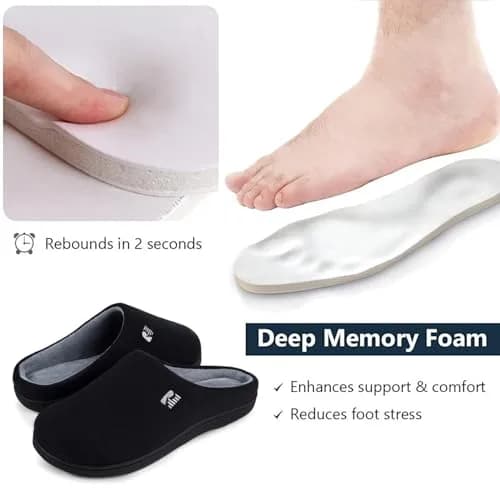 RockDove Men's Original Two-Tone Memory Foam Slipper, Size 7-8 (Black/Grey) | Comfortable Indoor/Outdoor Footwear thumbnail 5