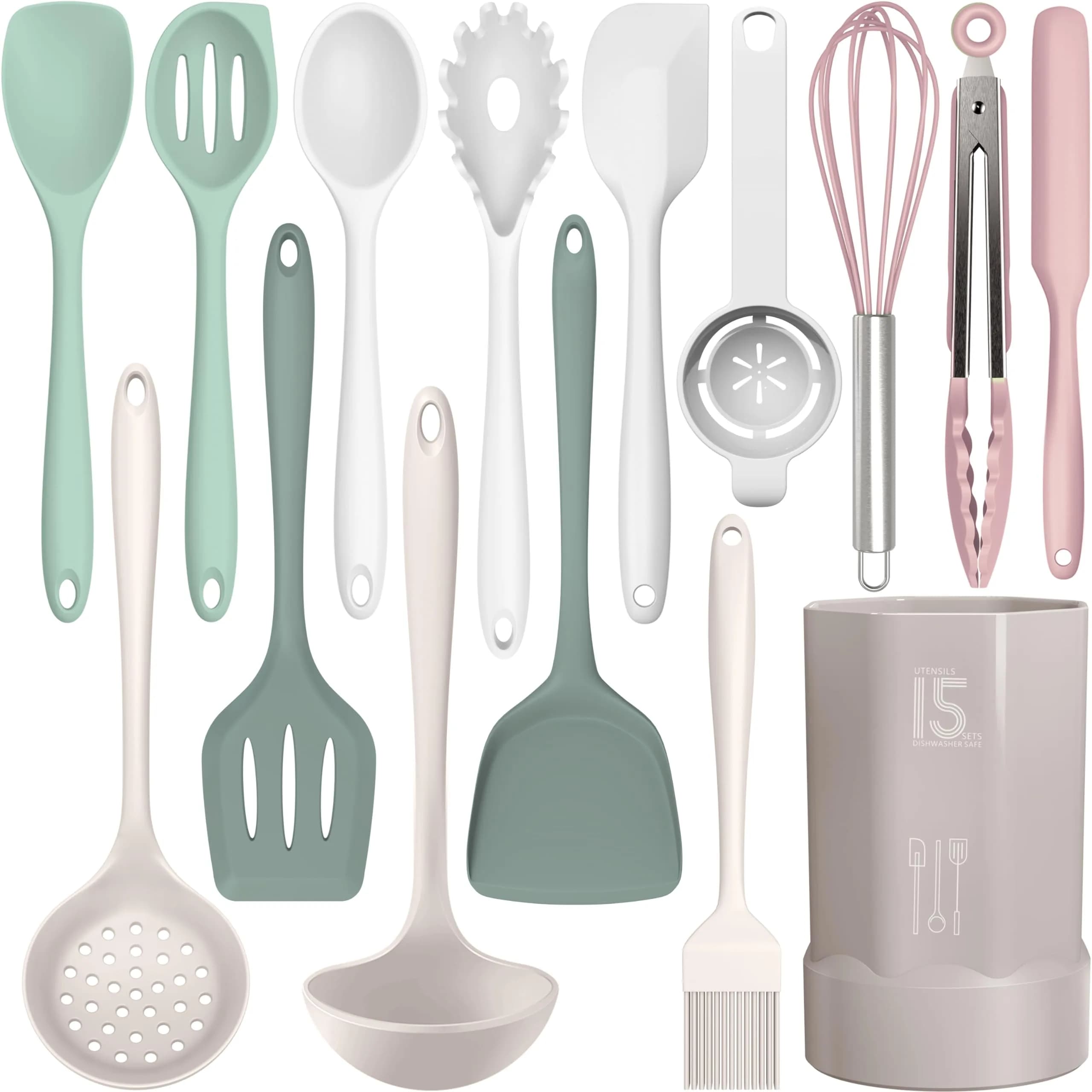 AOTHOD Silicone Cooking Utensils Set - Heat Resistant 446°F | BPA Free Kitchen Gadgets