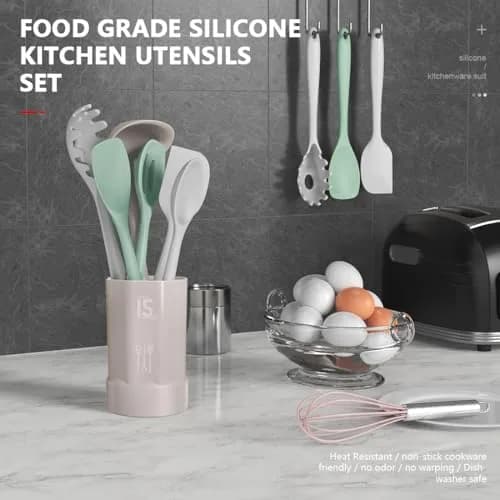 AOTHOD Silicone Cooking Utensils Set - Heat Resistant 446°F | BPA Free Kitchen Gadgets thumbnail 2