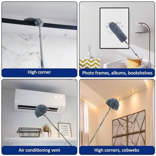 Toromp High Reach Cobweb Duster Kit with 14 Ft Extension Pole & Washable Heads | Cleans up to 20 Ft High thumbnail 4
