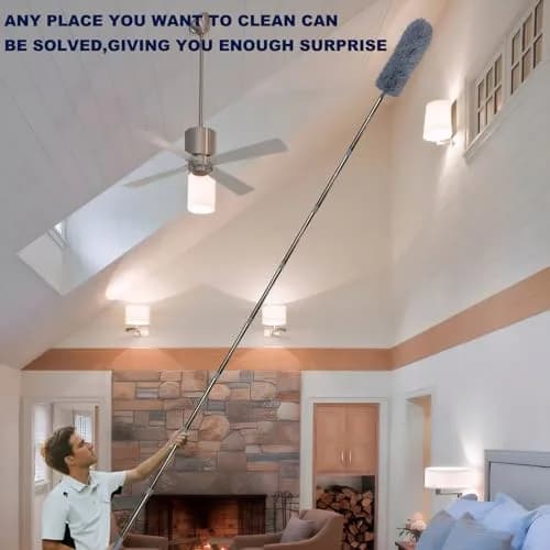 Toromp High Reach Cobweb Duster Kit with 14 Ft Extension Pole & Washable Heads | Cleans up to 20 Ft High thumbnail 7