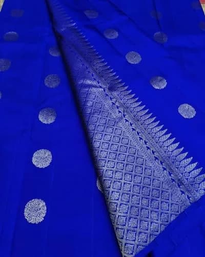 Avantika Fashion Women's Kanjivaram Soft Semi Silk Banarasi Saree With Blouse Piece, Royal Blue | Jacquard Woven Stylish Sari thumbnail 5