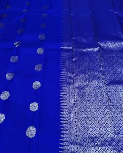 Avantika Fashion Women's Kanjivaram Soft Semi Silk Banarasi Saree With Blouse Piece, Royal Blue | Jacquard Woven Stylish Sari thumbnail 4