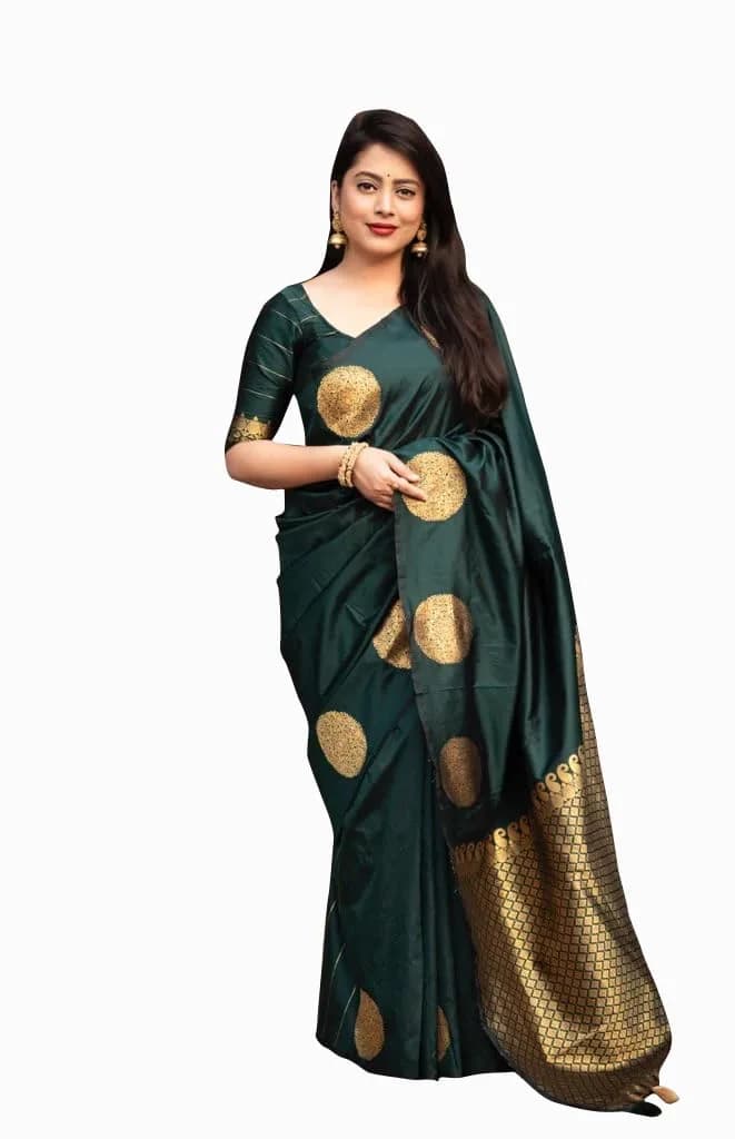 Avantika Fashion Women's Kanjivaram Silk Saree 5.3m | Elegant Banarasi Style, Green, One Size - main product image