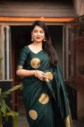 Avantika Fashion Women's Kanjivaram Silk Saree 5.3m | Elegant Banarasi Style, Green, One Size thumbnail 2