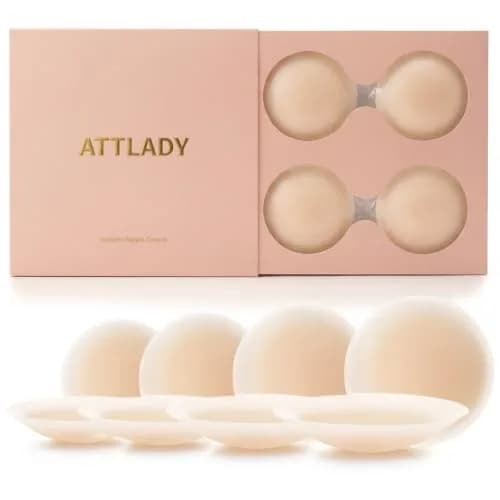 ATTLADY Nipple Covers 4 Pairs Silicone Reusable No Show | Hypoallergenic, Waterproof & Discreet thumbnail 1