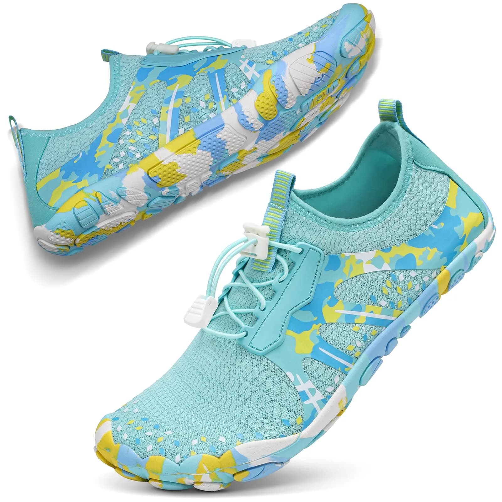 ATHMILE Water Shoes for Women Men Beach Swim Pool Quick Dry | Anti-slip Rubber Sole, Breathable Elastic Upper, Unisex, Low Top — B Green