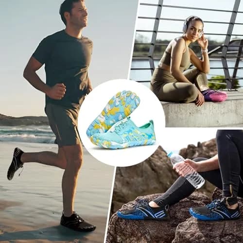 ATHMILE Water Shoes for Women Men Beach Swim Pool Quick Dry | Anti-slip Rubber Sole, Breathable Elastic Upper, Unisex, Low Top thumbnail 2
